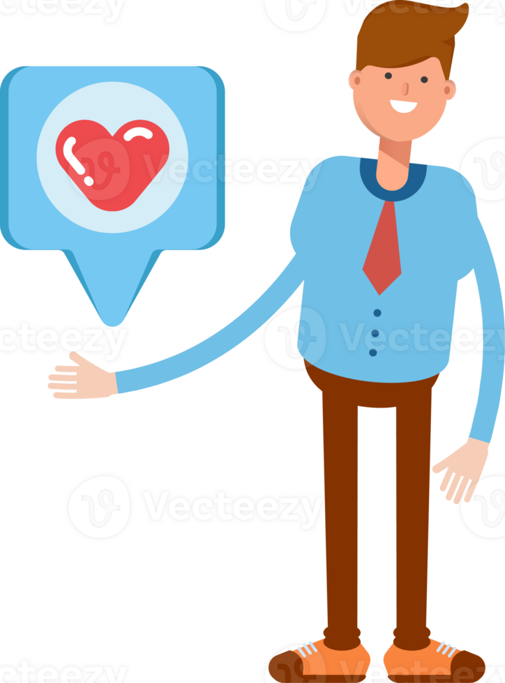Businessman Character and Heart Message Illustration png