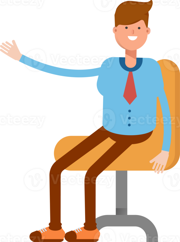 Businessman Character Sitting on Office Chair Illustration png