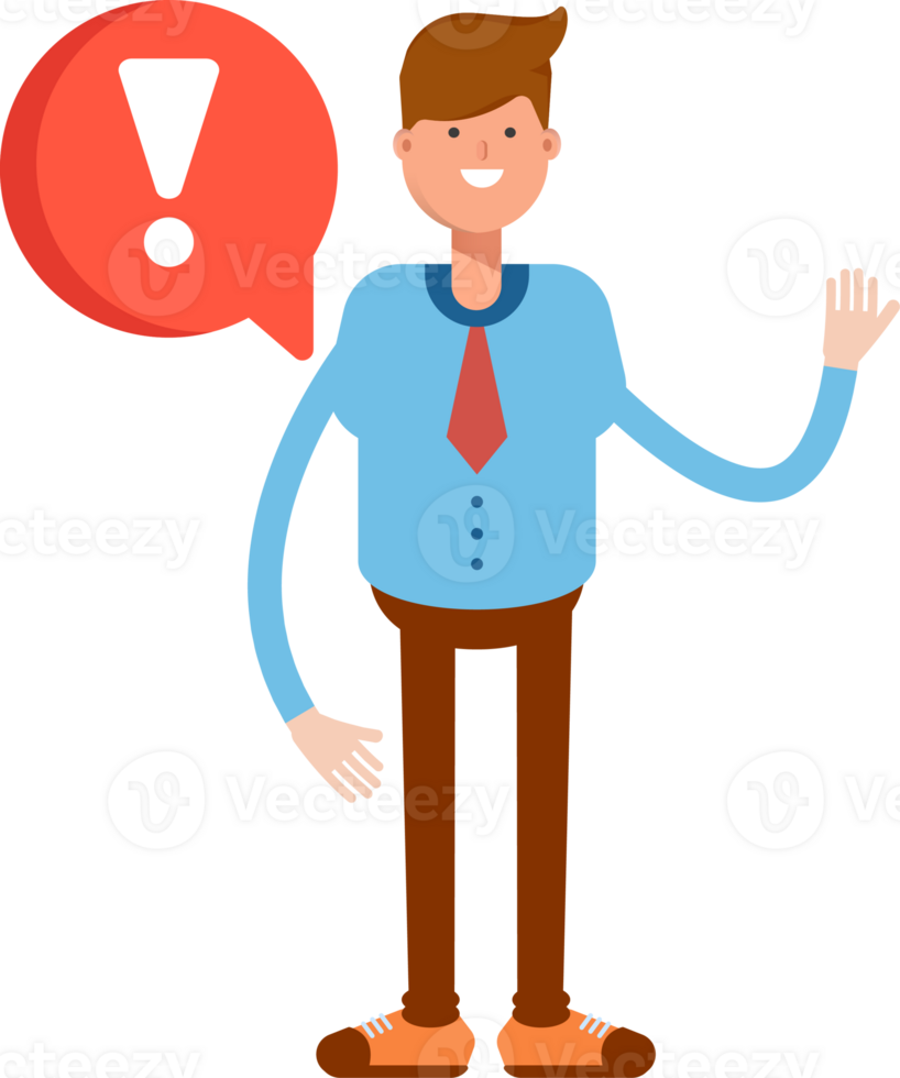Businessman Character and Error Sign Illustration png