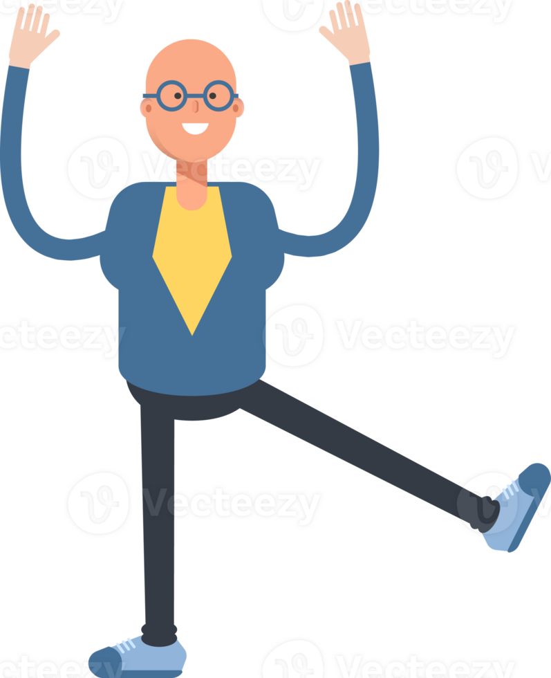 Blue Suit Bald Man Character Relaxing Illustration png