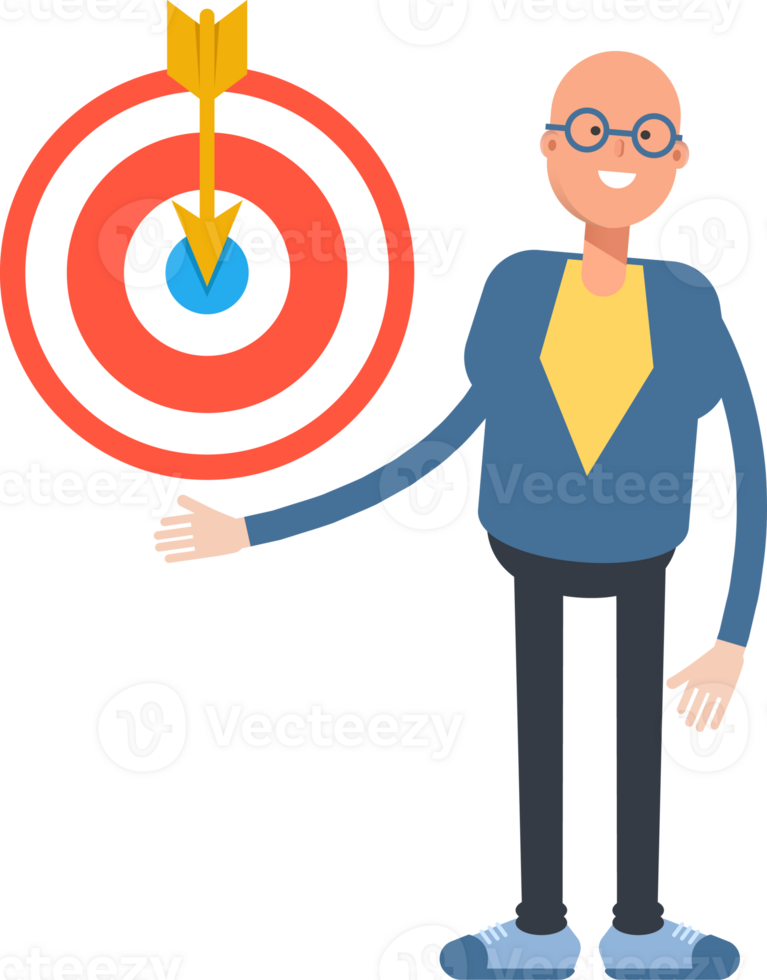 Blue Suit Bald Man Character Holding Dart png