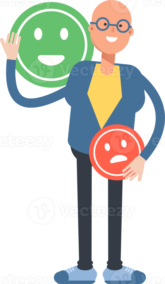 Blue Suit Bald Man Character and Emoticon Sign png