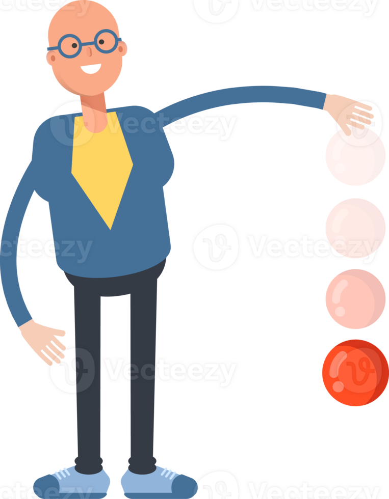 Blue Suit Bald Man Character Throwing Ball png