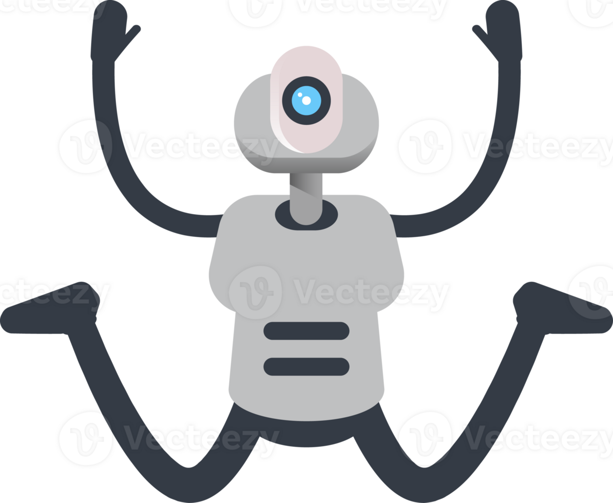 White Humanoid Robot Character Jumping png