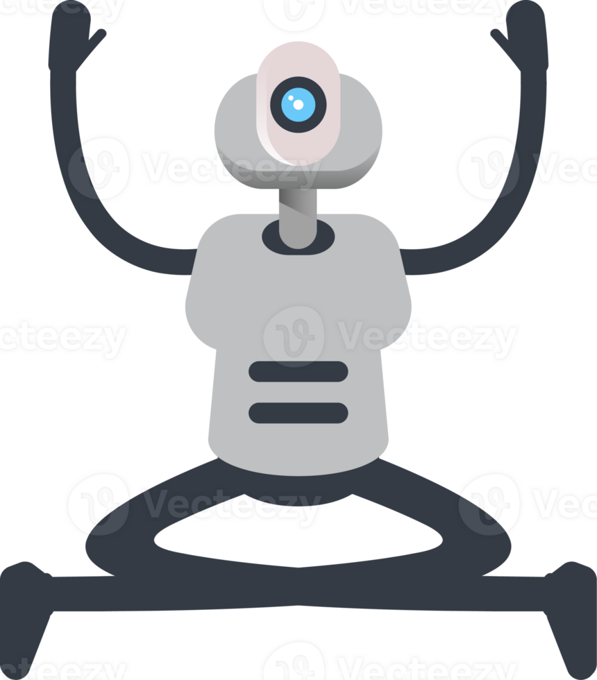 White Humanoid Robot Character Sitting Illustration png