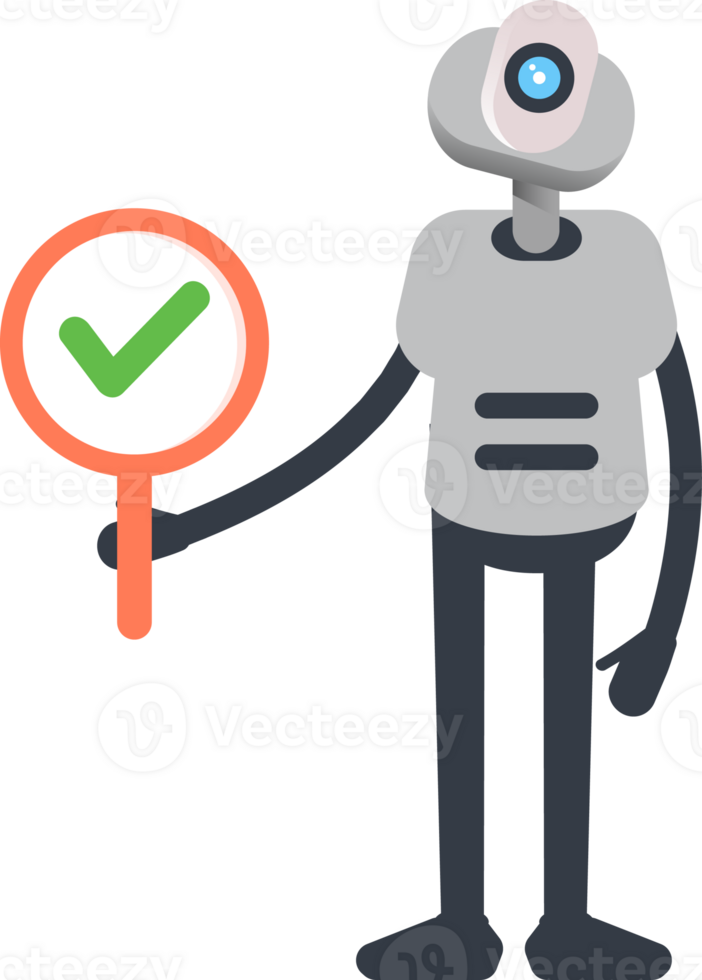 White Humanoid Robot Character Showing Check Mark png