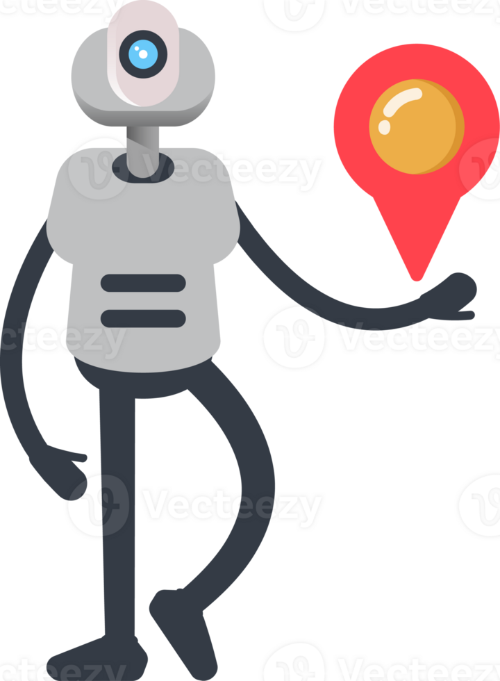 White Humanoid Robot Character Holding Map Pin png