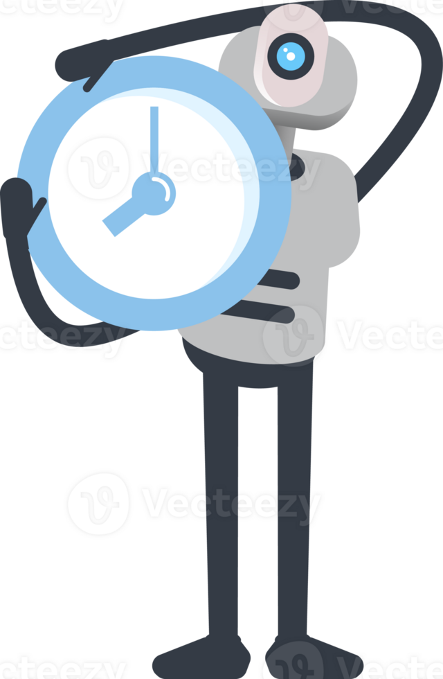 White Humanoid Character Holding Clock png