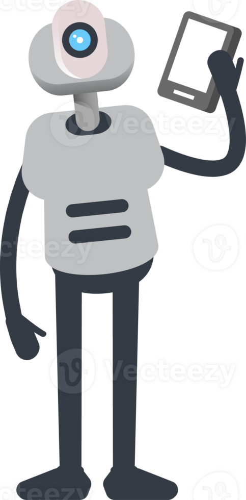 Robot Character Talking on Smartphone Avatar png