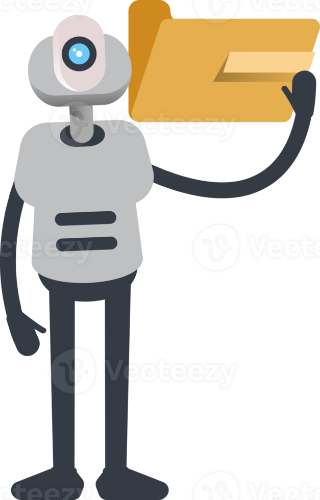 White Humanoid Robot Character Holding Folder png