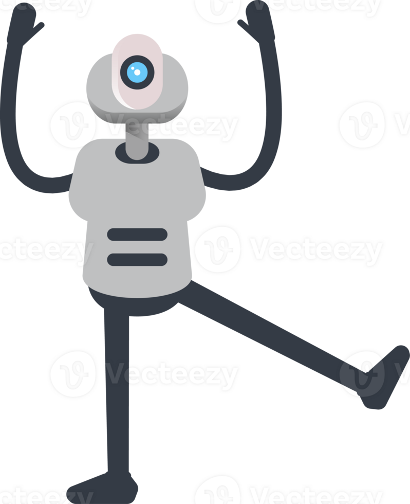 White Robot Character Relaxing Rising Both Hands Avatar png