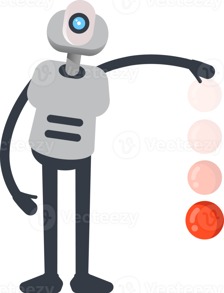 White Humanoid Robot Character Throwing Ball png