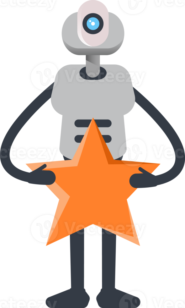 White Humanoid Robot Character Holding Star png
