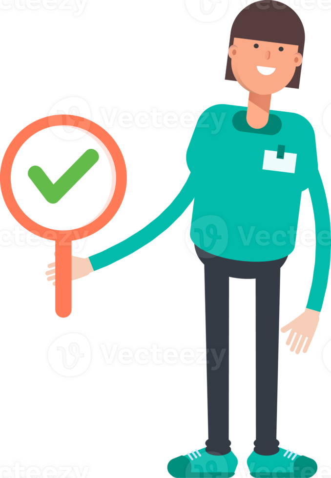 Woman Staff Character Showing Check Mark png