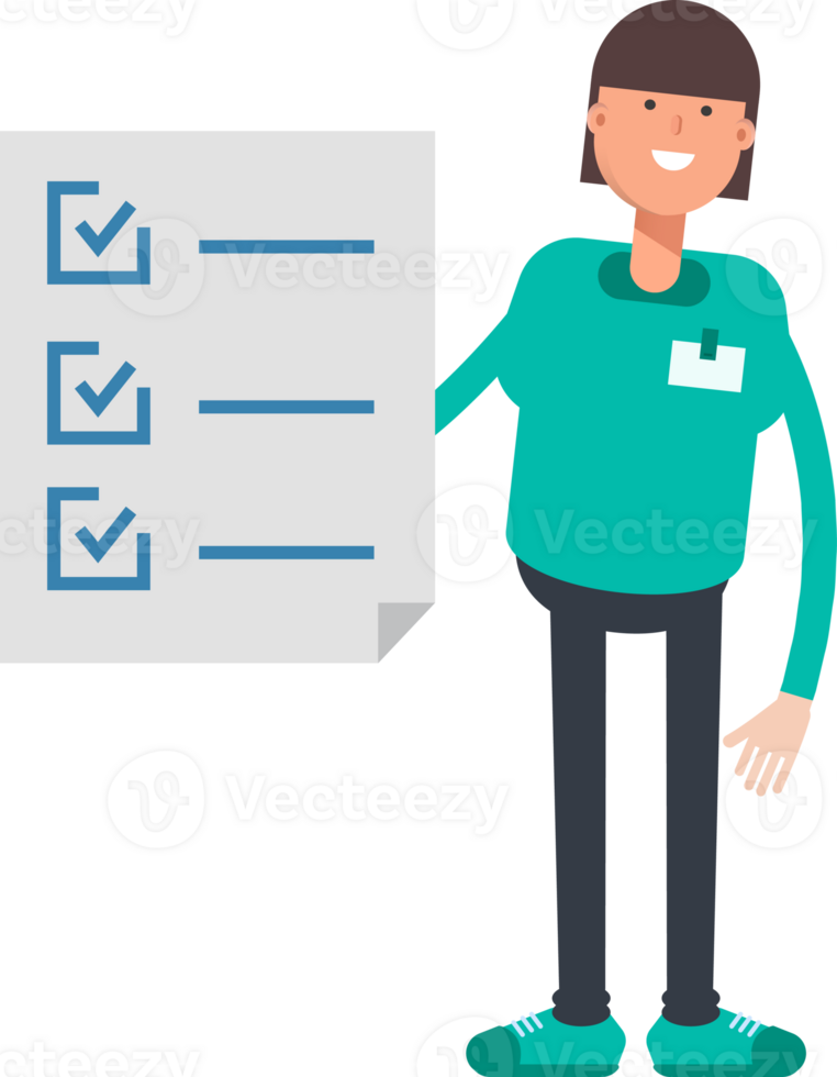 Woman Staff Character and Check List Document png