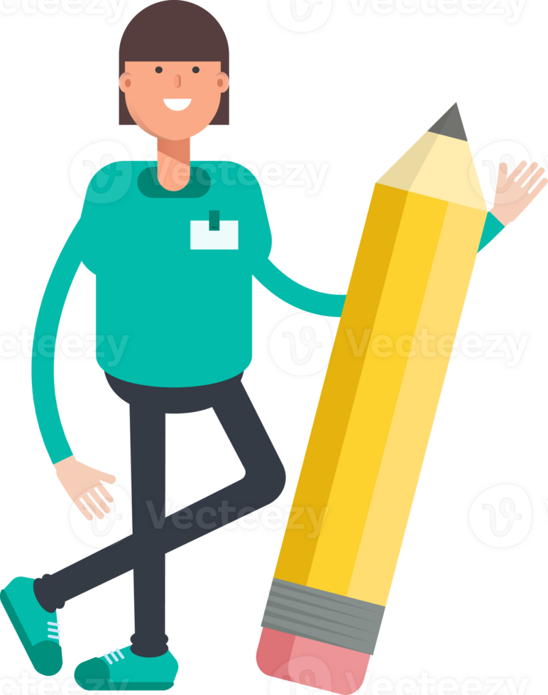 Woman Staff Character and Pencil png