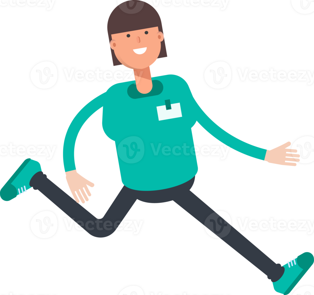 Woman Staff Character Walking png