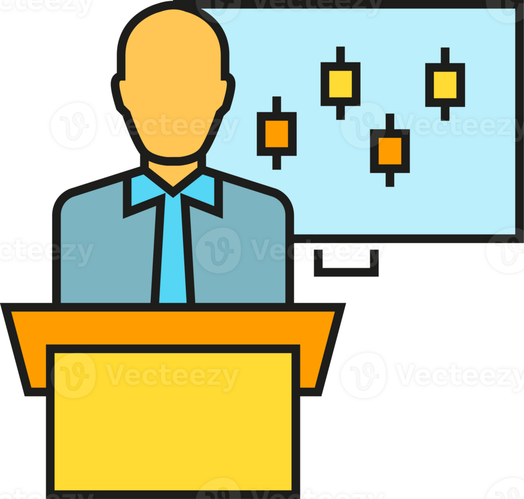 Speaker Presenting Candlestick Chart Icon png