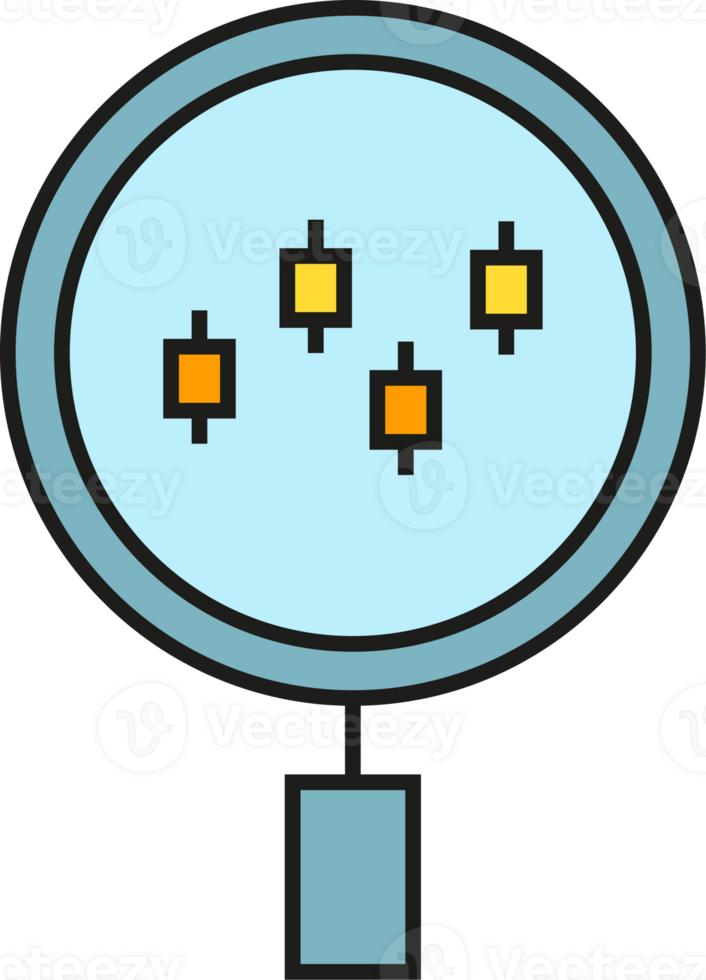 Magnifier and Candlestick Chart Icon png