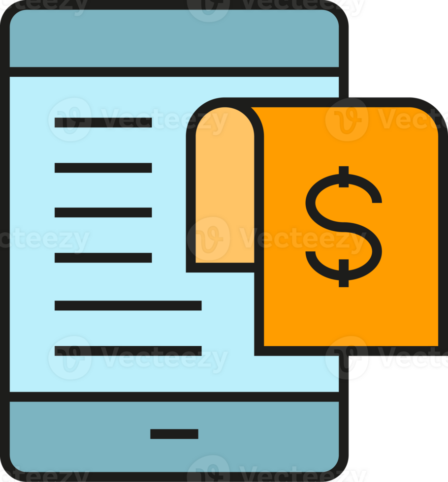 Mobile Receipt on Smartphone Icon png