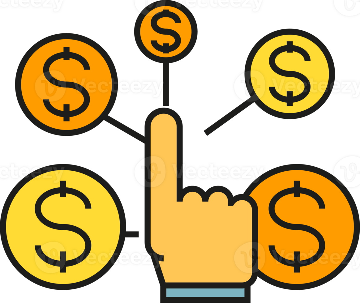 Finger Hand and Dollar Network Icon png