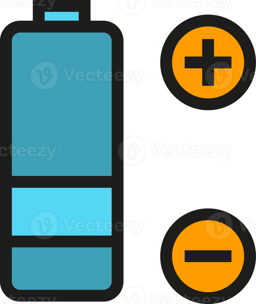Battery with Plus and Minus Icon png