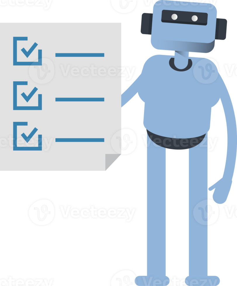 Blue Humanoid Character and Check List Document png
