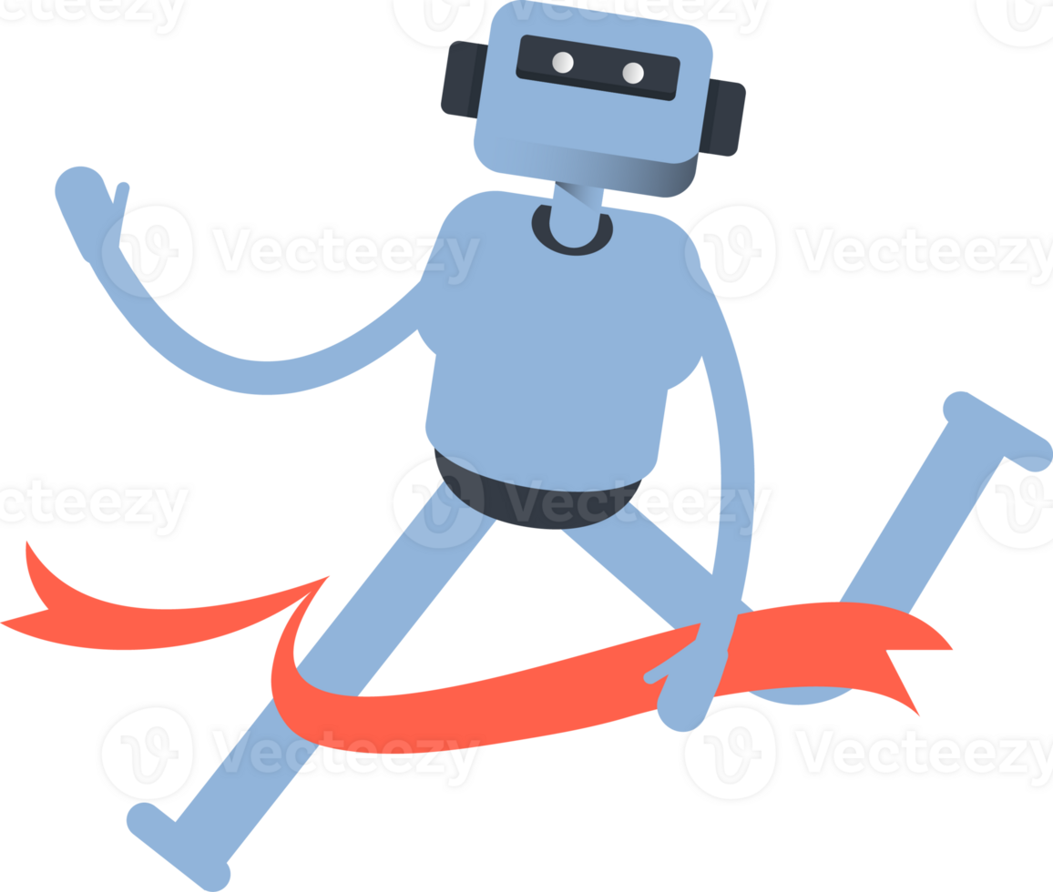 Smart Humanoid Character Running at Finish Line png