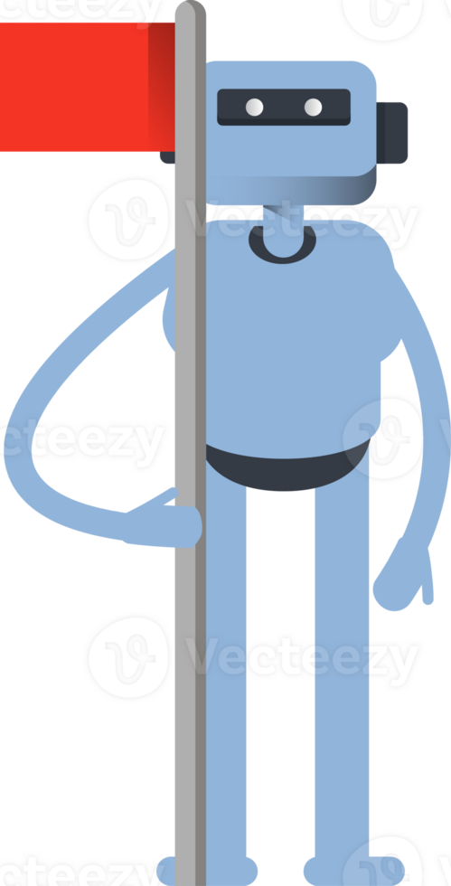 Smart Humanoid Character Holding Flag Pole png