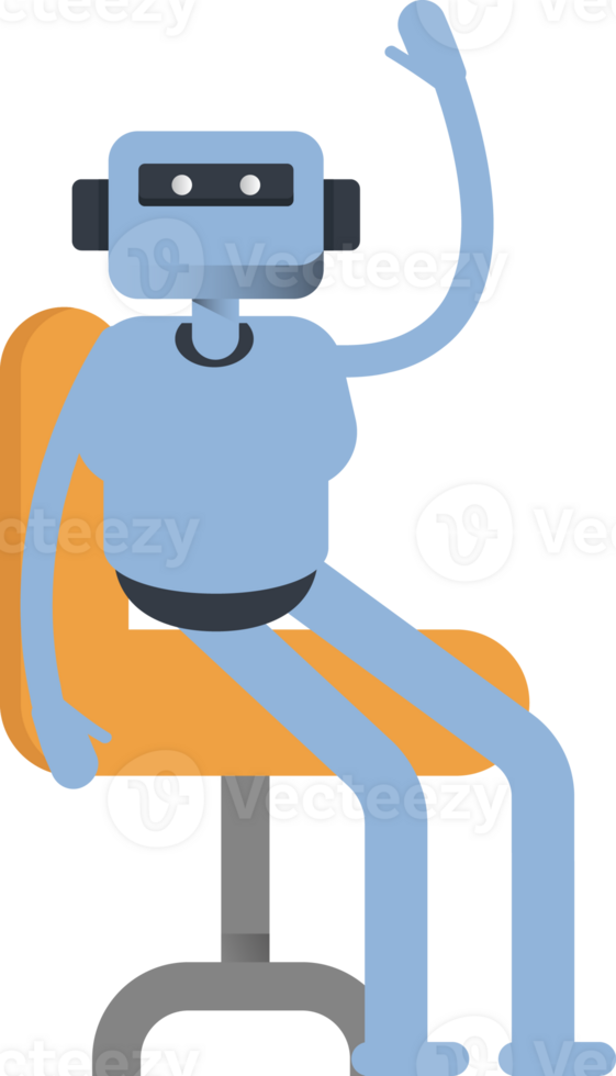 Smart Humanoid Character Sitting on Chair png