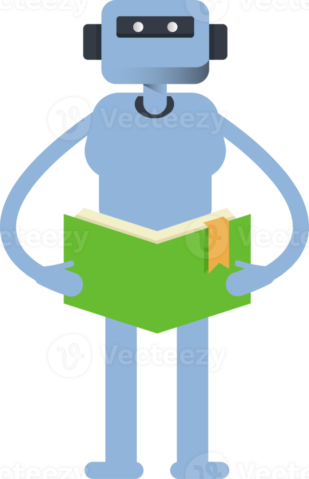 Smart Humanoid Character Reading Book png