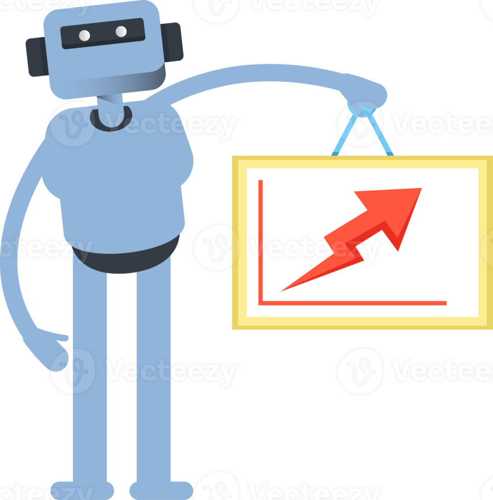 Smart Humanoid Character Holding Arrow Chart png