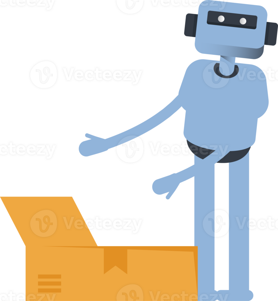 Smart Humanoid Character Opening Box png