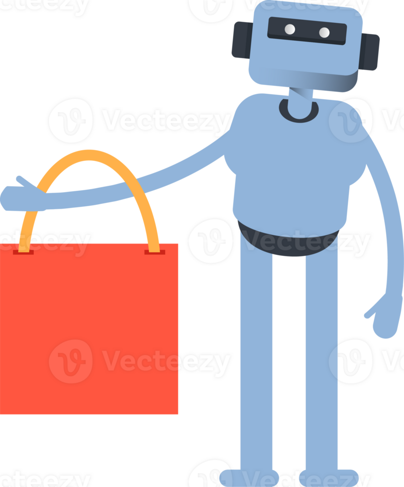 Humanoid Character Holding Red Shopping Bag png