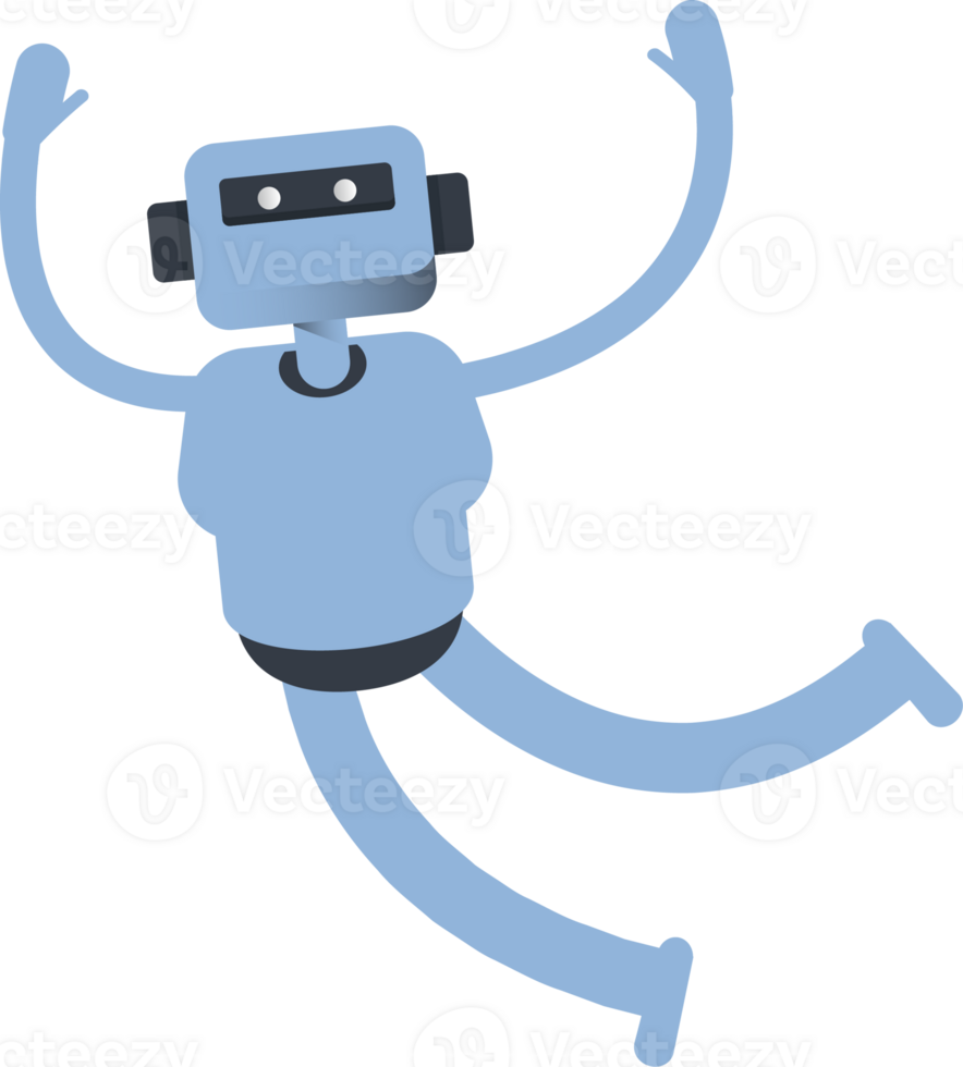 Blue Humanoid Character Relaxing and Jumping png