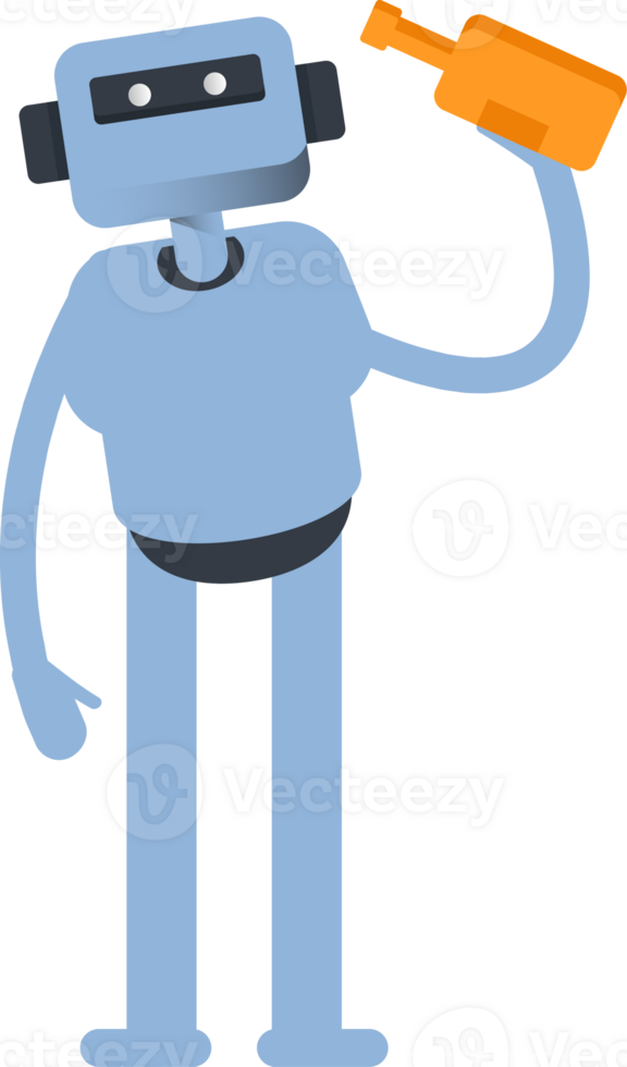 Blue Humanoid Character Drinking Beer png