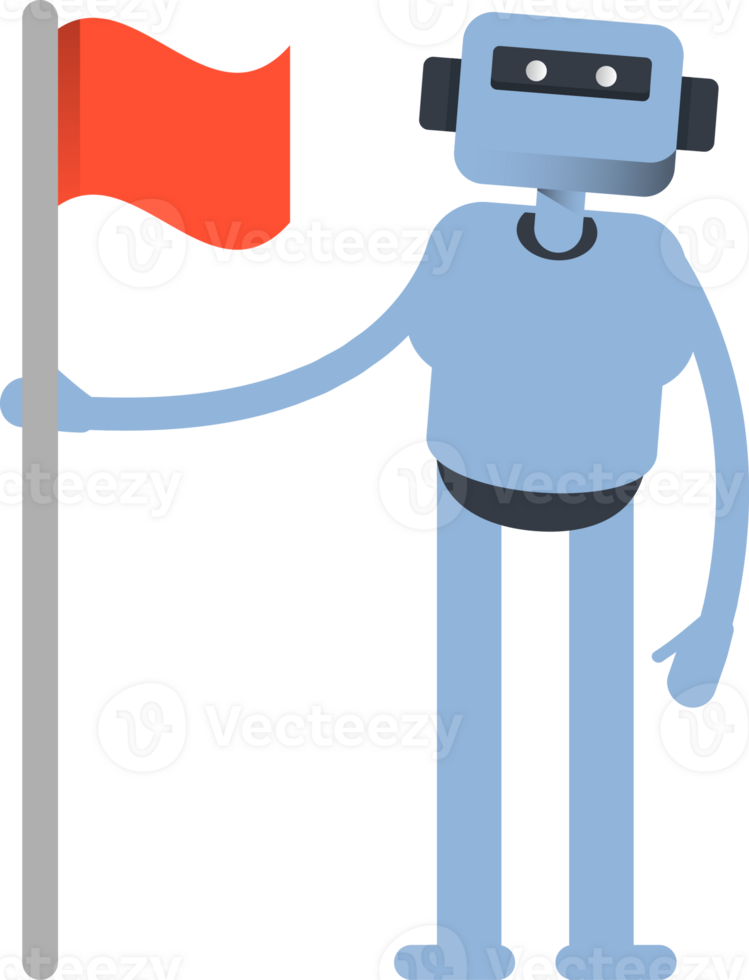 Blue Humanoid Character Holding Flag png