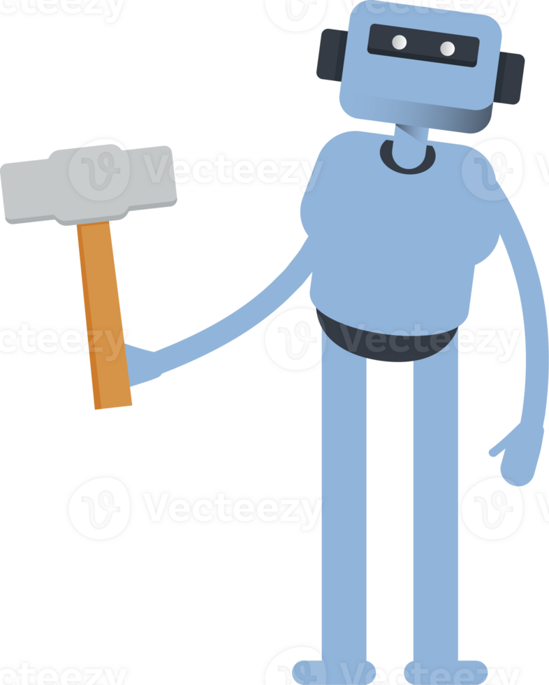 Humanoid Character Holding Hammer Tool png