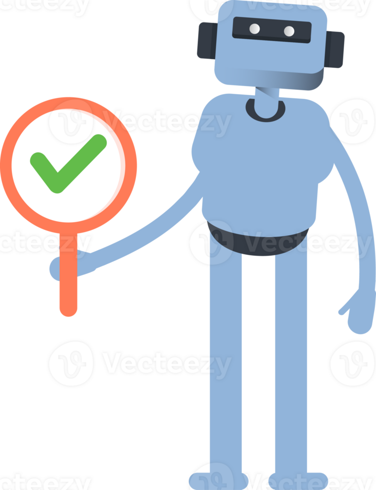 Blue Humanoid Character Showing Check Mark png