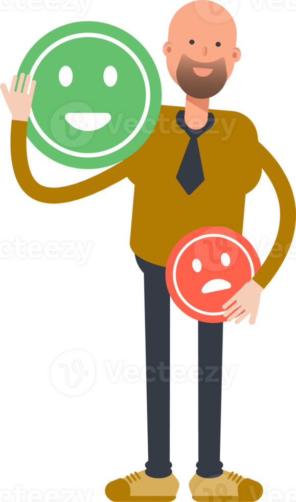 Bald Businessman Character and Emoticon Sign png