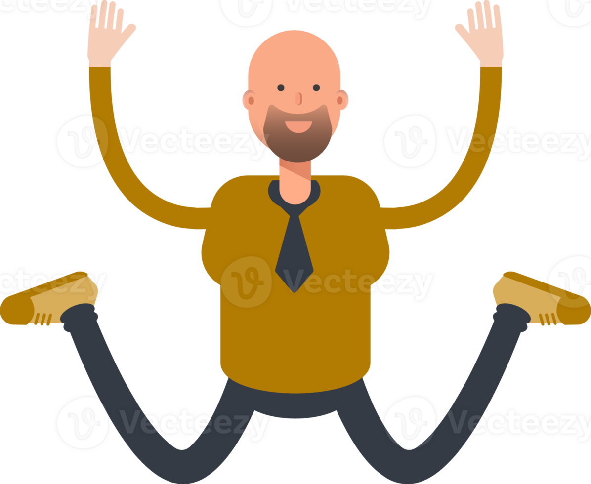 Bald Businessman Character Jumping png