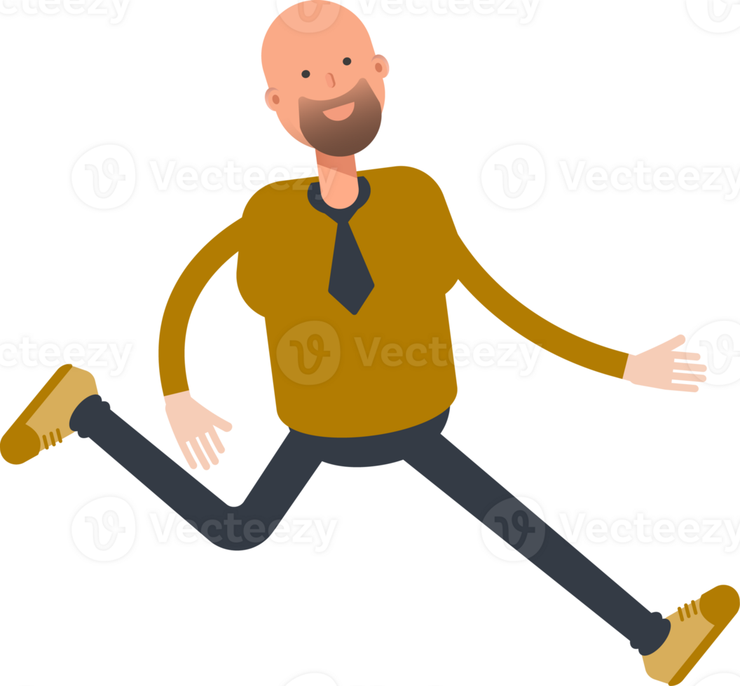 Bald Businessman Character Walking png