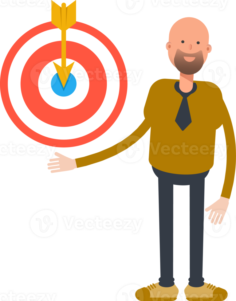 Bald Businessman Character Holding Dart png