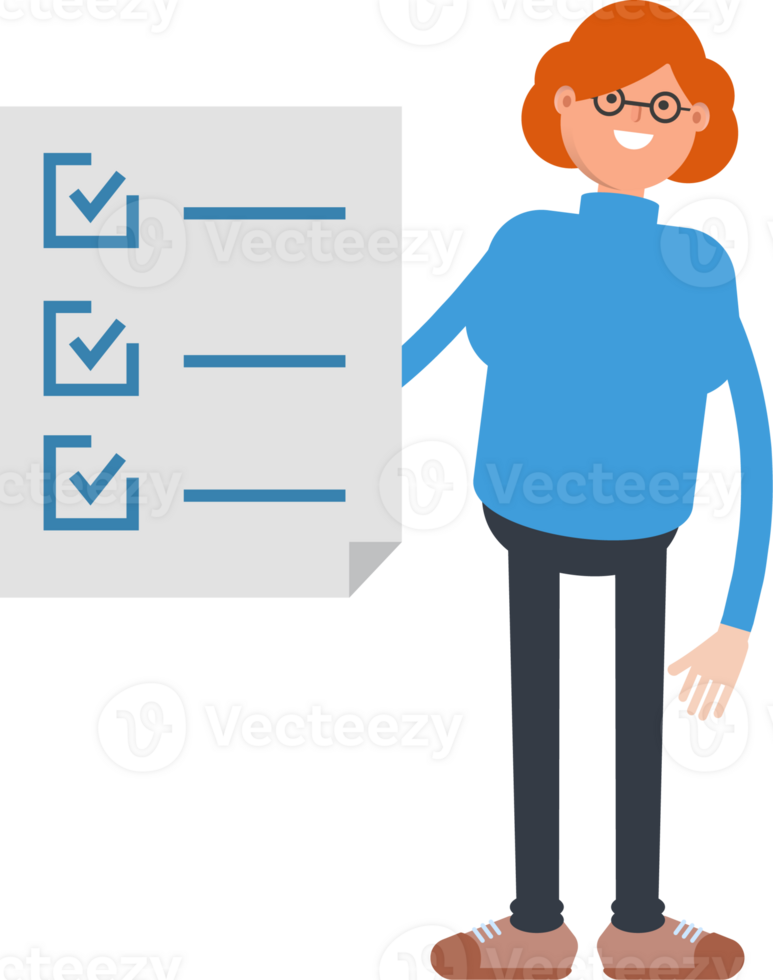 Woman Character and Check List Document png