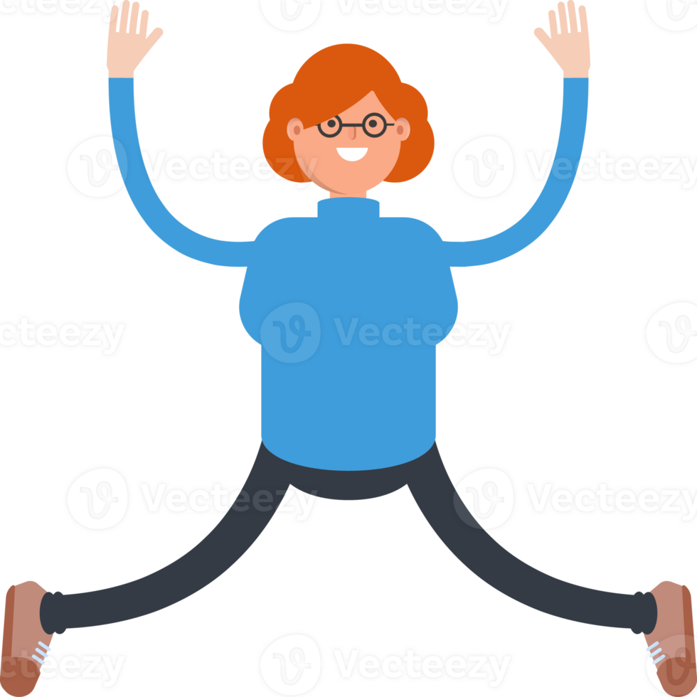 Woman Character Relaxing and Jumping Illustration png