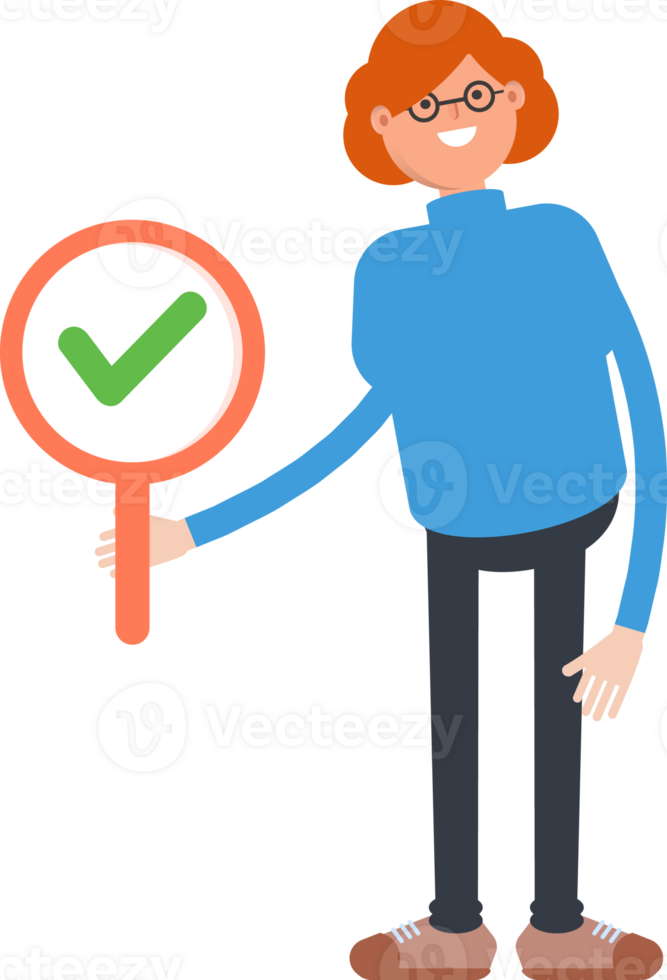 Woman Character Showing Check Mark png