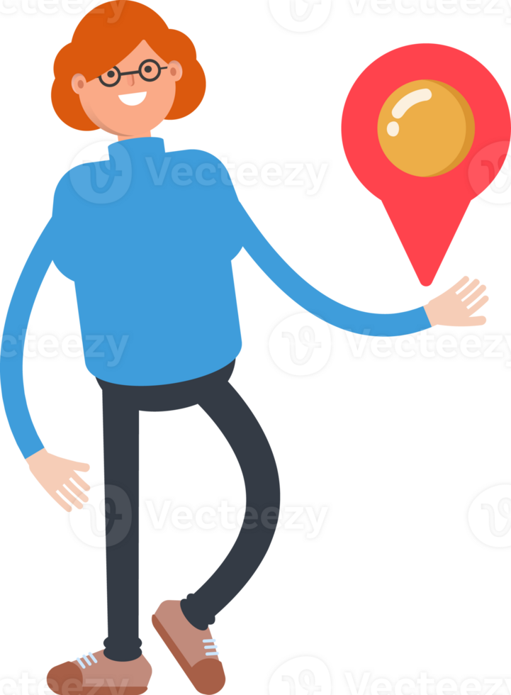 Woman Character Holding Map Pin png