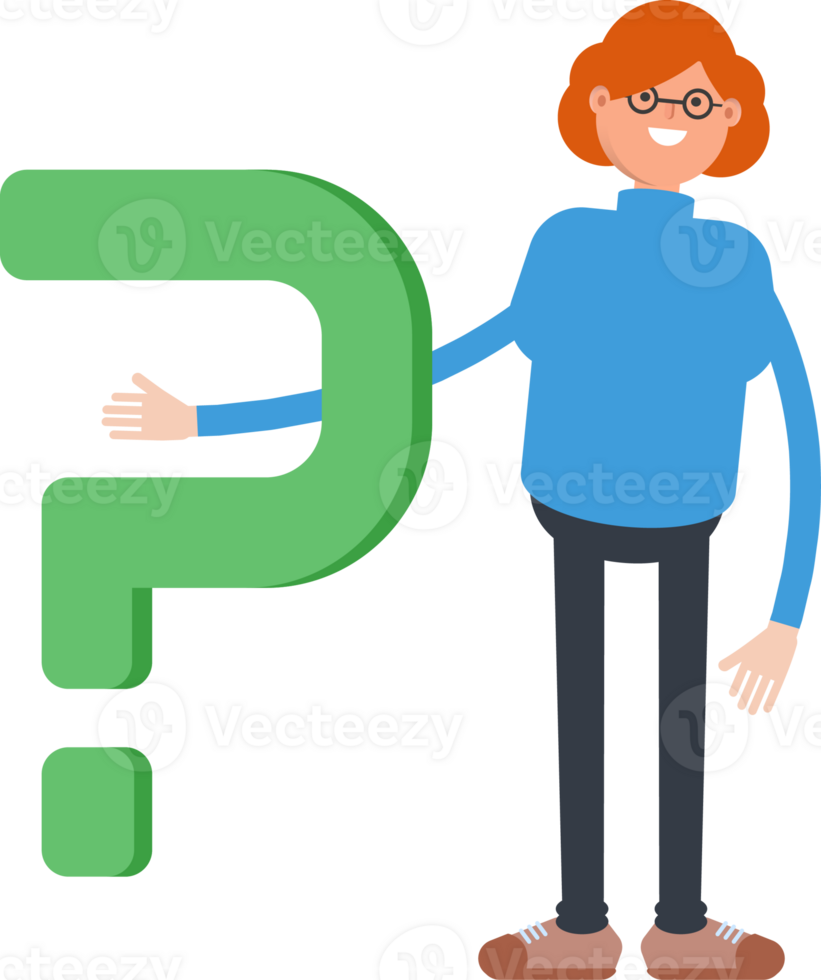 Woman Character and Question Mark png
