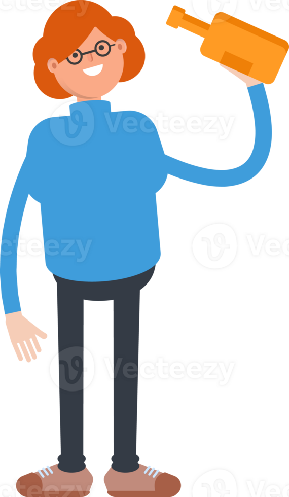 Woman Character Drinking Beer png