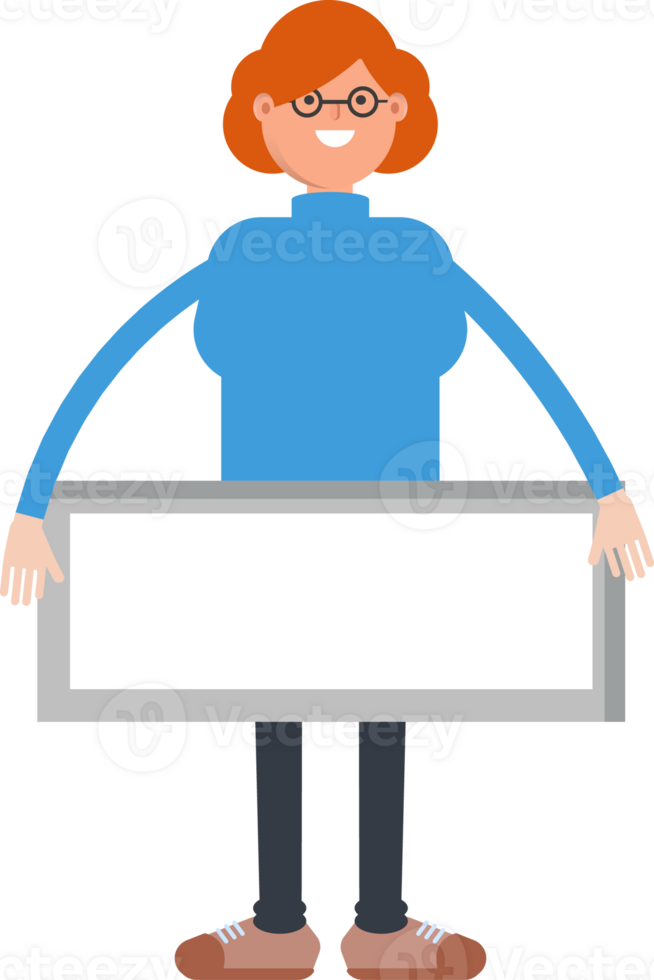 Woman Character and Blank Signage png